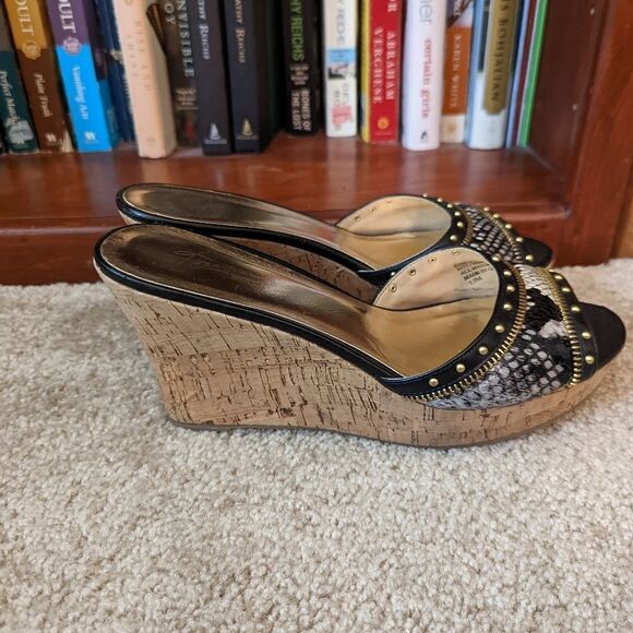 𝅺thalia sodi faux snakeskin slide wedges sz 7.5 euc - Picture 8 of 8